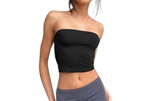 FLEKMANART Womens Tube Tops Strapless Crop Tops Basic Backless Sleeveless Bandeau Cute 2024 Summer Outfits Sexy Solid Tops