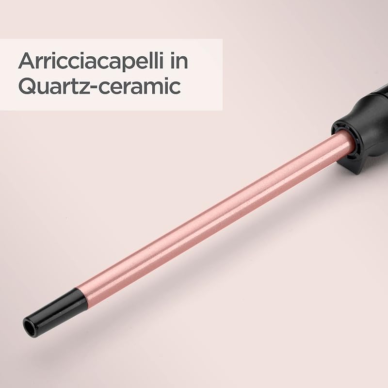 Ferro arricciacapelli 10mm, Quartz Ceramic, 10 Temperature, ricci ultra definiti, Nero e rosa, C449E