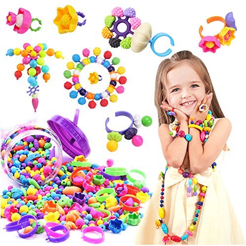 Trooer 260 Pcs Snap Pop Beads Set for Kids, Pop Beads DIY Jewelry Bracelet and Necklace Making Kit Art and Crafts Toys for Kids