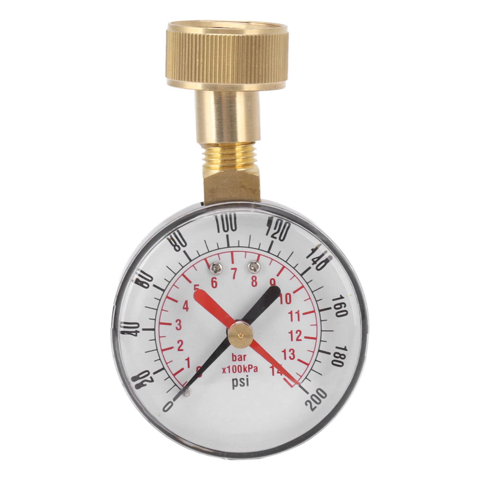 Qcwwy Pressure Gauge Universal Pressure Gauge Water Pressure Gauge 0~200psi 0~14bar Aluminum Alloy 3/4 Inch Female Hose Thread Easy Installation