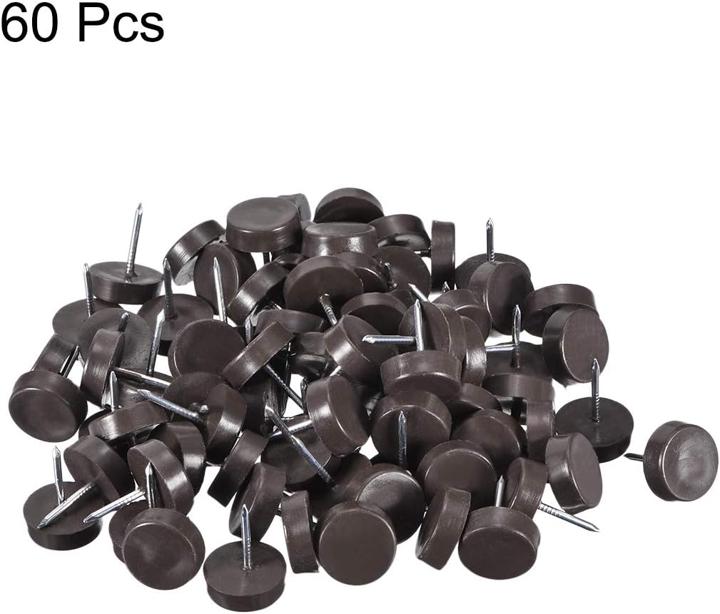 sourcing map Furniture Feet Nail Plastic Glide Nails Chair Table Leg Protector Pads 14mm Dia Brown 60pcs, Brown-14mm(60pcs)-B - Image 4