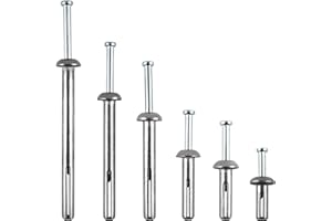ALLOYPRO Hammer Drive Nail-in Anchors, 6 Sizes Assortment – Cement Wall Anchors for Concrete Brick Block – Zinc Plated Masonry Fasteners for Electrical Boxes, Brackets, Frames，35 PCS