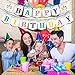 Unicorn Birthday Party Supplies Happy Birthday Banner Decoration Party, Celebration Themed Cute Fantasy Fairy for Baby's Birthday, Package Banner Includes 15 Pcs Card Pink Background, 2×Purple Ribbon.