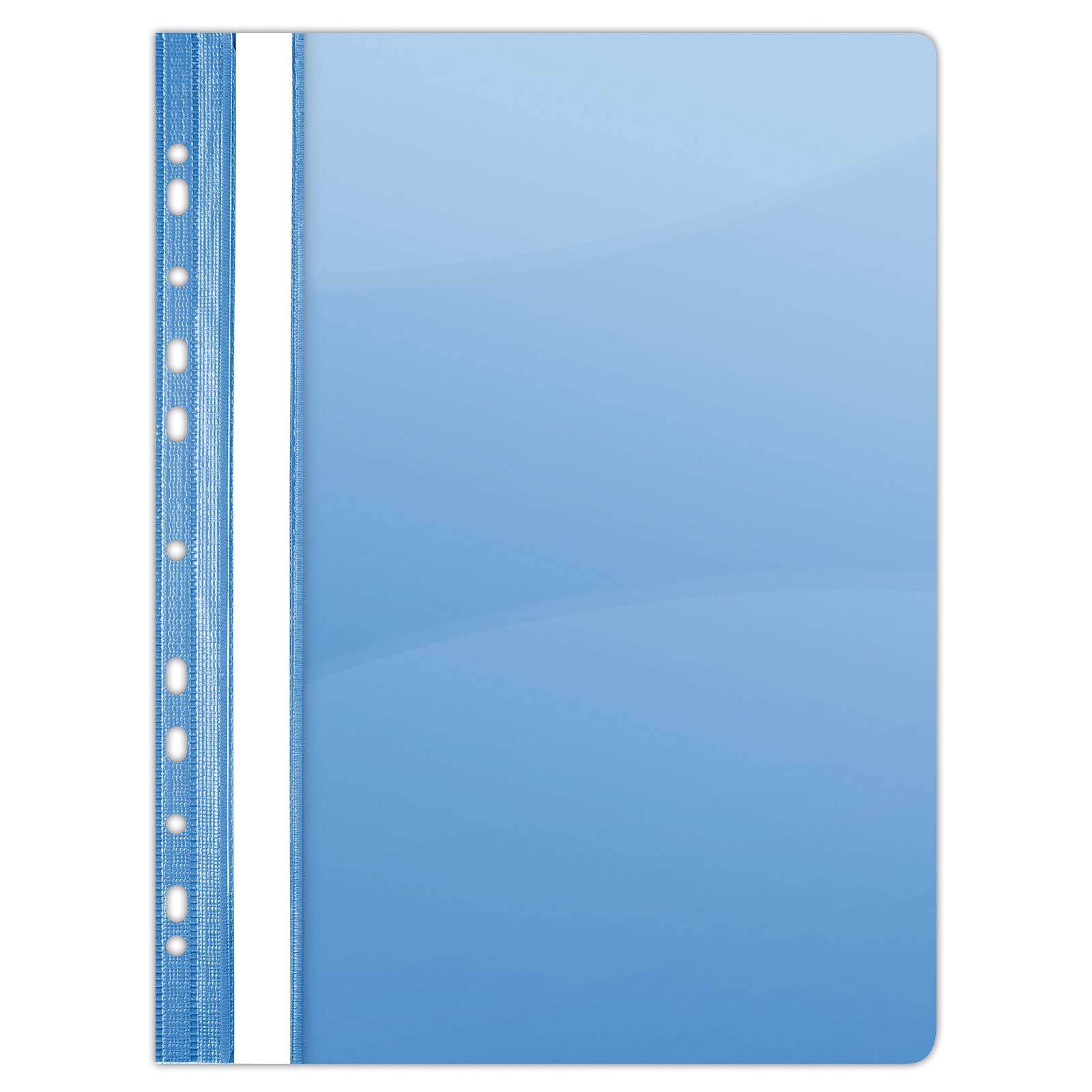 DONAU 1704001PL-10 Plastic File Folder Perforated A4 Blue Plastic Durable PVC Hard Crystal Clear Cover Sheet Clamp Folder for Office and School Euro Perforation Pack of 10
