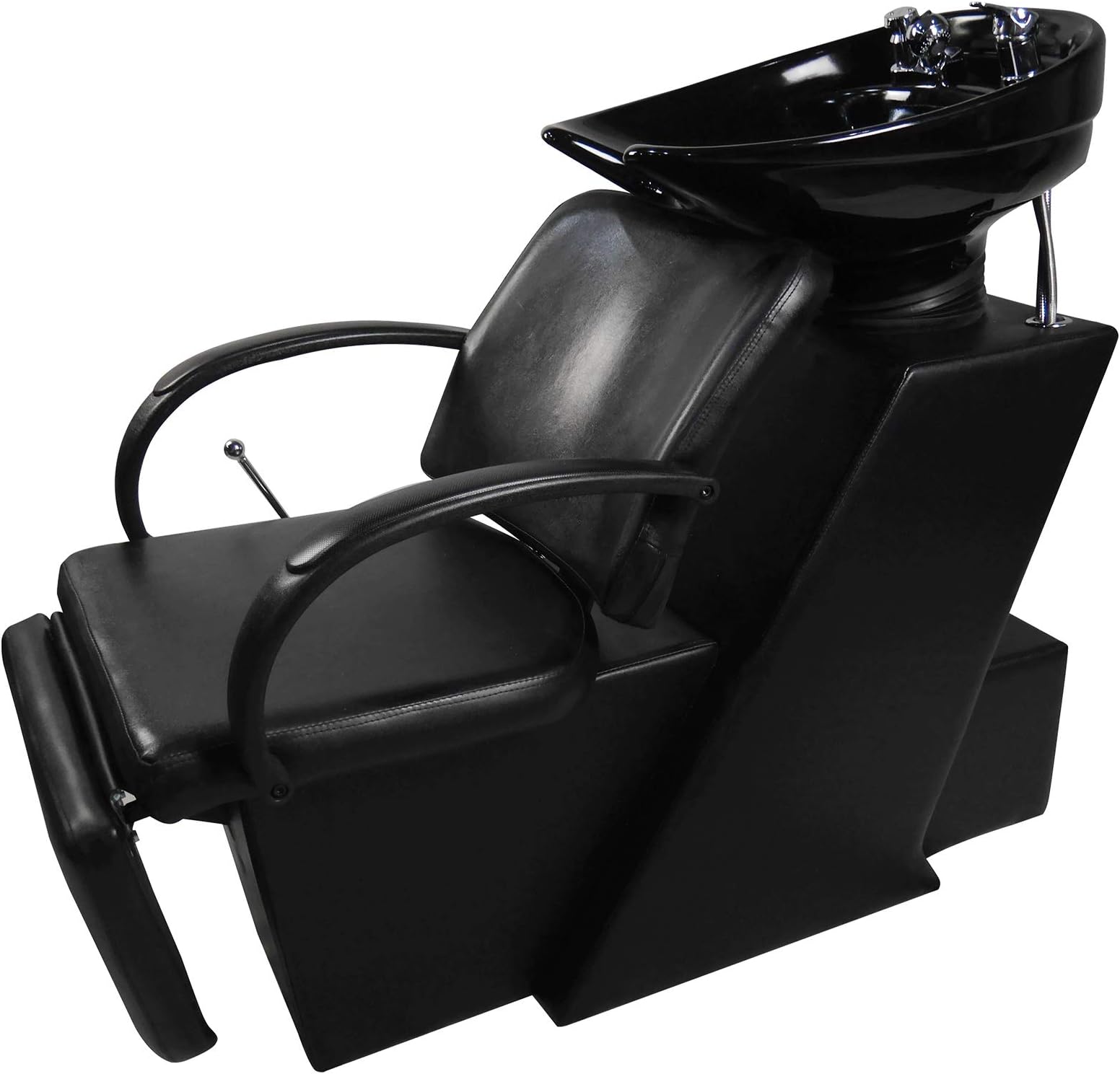 Shampoo Bowl Backwash Barber Shampoo Station W/Adjustable Footrest Ceramic Bowl Unit W/Rubber Headrest Barber Chair All Purpose Hydraulic Recline Barber Chair Salon Beauty Spa Equipment (Style 3)