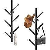 Tongyuyan 2 Pack Vertical Coat Rack Wall Mount,Metal Vertical Hat Rack for Wall(16 inches),Suitable for Hanging Clothes, Hats, Bags and Scarves(Black)