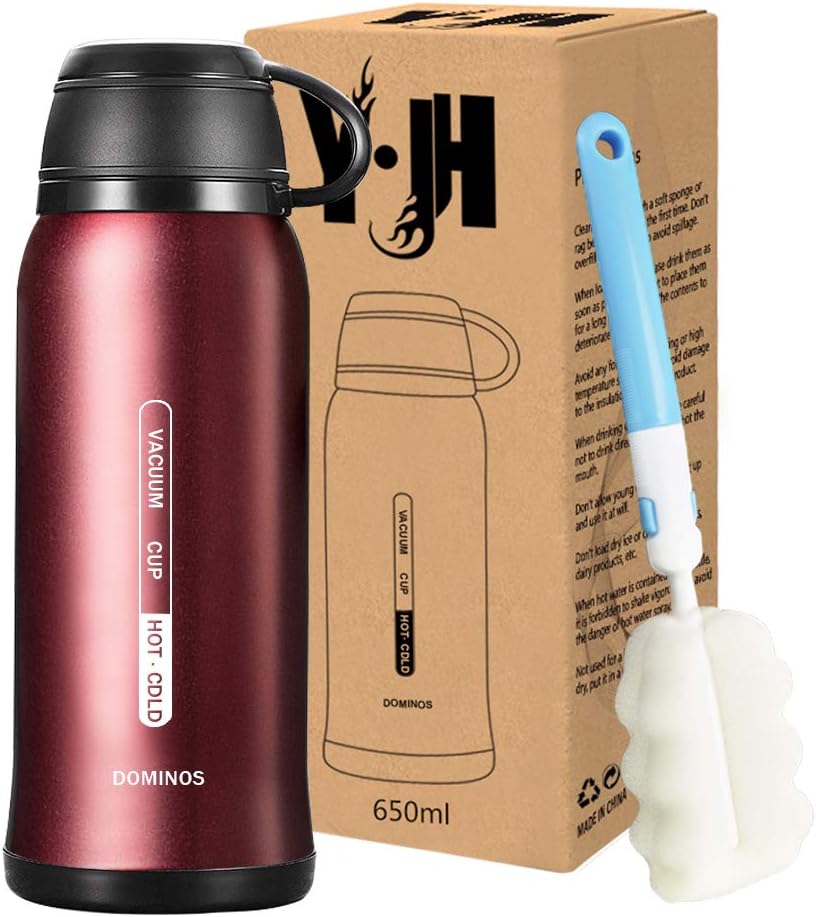 Y·J&H Double Walled Vacuum Insulated Bottle with Cup, Stainless Steel Thermo Flask, Reusable Drinking Water Bottles BPA Free - Image 3