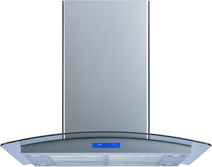 Best Curve Kitchen 36" Glass Island Stainless Steel Ventless Range Hood Stove Ranges & Cooking