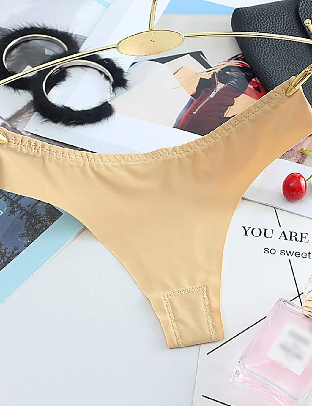 XioNiu Women Casual Solid Ice Silk Seamless Briefs Underwear Low Waist Panties Briefs Nude