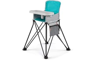 Bright Starts by Summer Pop ‘n Dine SE Highchair, Sweet Life Edition, Aqua Sugar Color - Portable Space Saver High Chair for Indoor/Outdoor Dining with Fast, Easy, for 6 Months - 45 Pounds