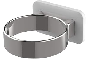 RAIKEDR Hair Dryer Holder, Bathroom Cabinet Door Blow Dryer Stand, Blow Dryer Holders Wall Mount - Extra Large Rim (Silvery)