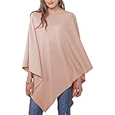 MissShorthair Versatile Women's Poncho Shawl Wrap Soft Lightweight Knitted Cape Scarf for Spring Summer Fall Winter