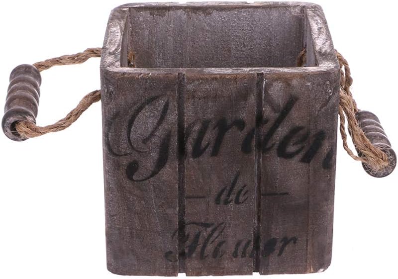 JunYe Wooden Rustic Flower Pot Basket Fleshy Succulent Planter Garden Home Decoration - Coffee