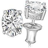 Women’s 2-4 Carat Moissanite Stud Earrings, D Color VVS1 Clarity Oval/Emerald/Pear/Round/Princess Cut Moissanite Earrings with Gold Plated, 925 Sterling Silver Solitaire Studs for Men