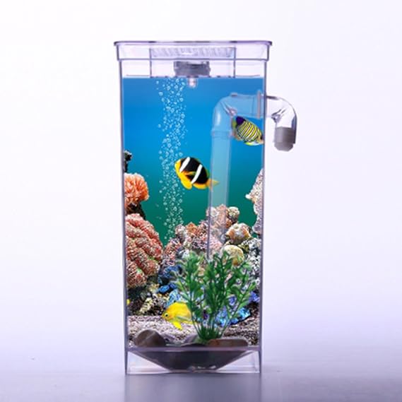 Smart Self Cleaning Aquarium Mini Fun FISH TANK Complete Kit + Led Light Gravity Clean (Fish