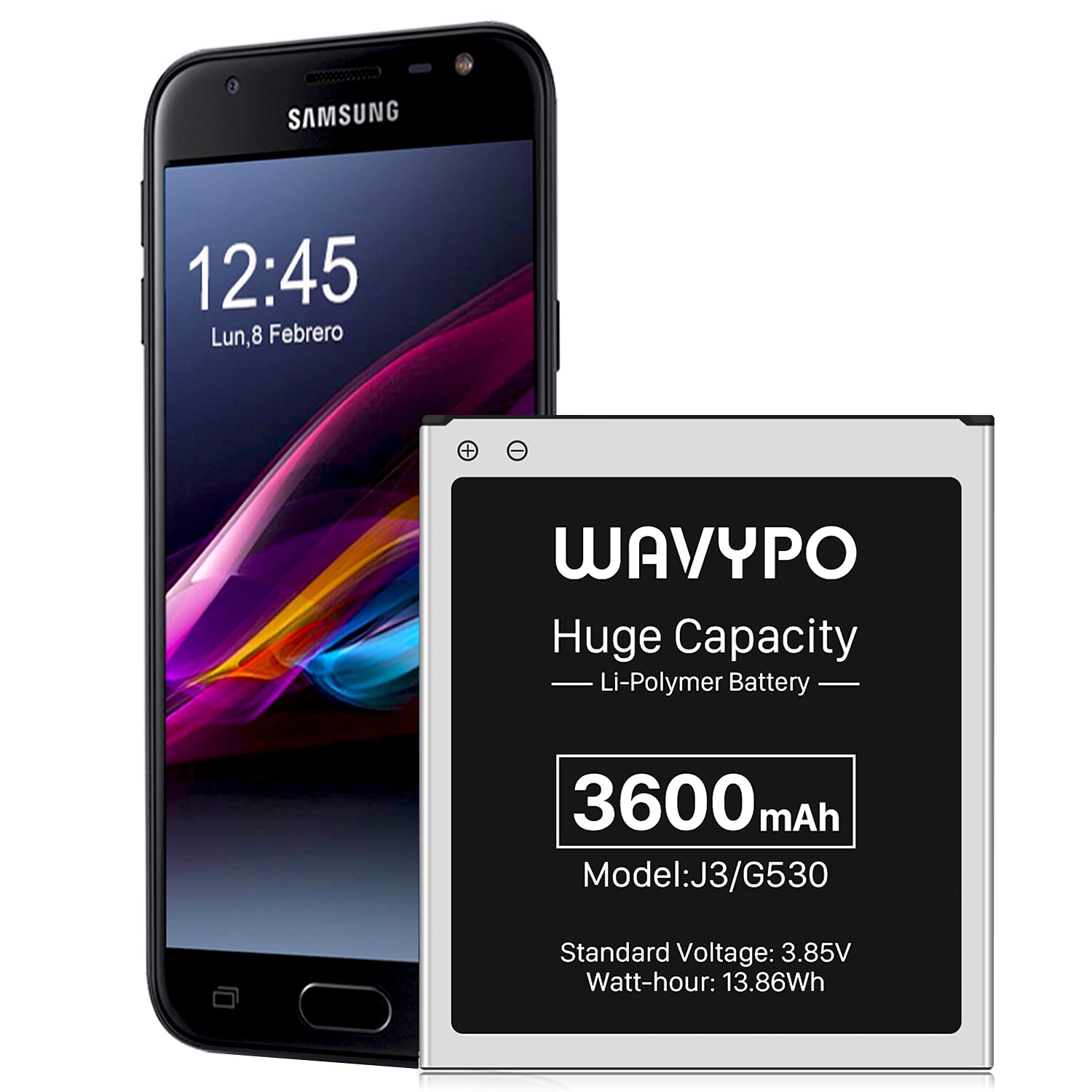 WAVYPO Battery for Galaxy J3,Upgraded 3600mAh