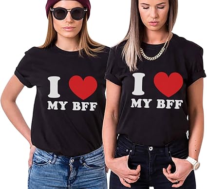 Mejores Amigas Camiseta Sisters Best Friend Shirt 2 Piezas Impresion Camisa I Love My Bff Heart Manga Corta Para Mujer Hermana Verano Tumblr Trendy Moda Casual Negro Negro Xl Xl Amazon Es Ropa Y Accesorios