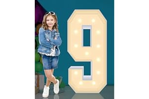 GGPL 4FT Plastic Marquee Numbers 9, Light up Numbers Made of Corrugated Plastic Board, No Tools Required, Quick Assembly, Disassembled into Blank Yard Signs, Poster Board