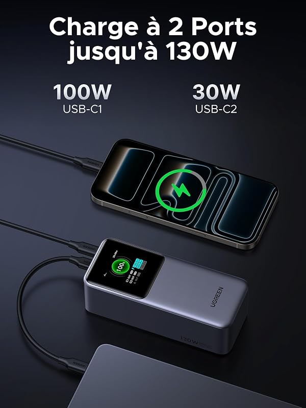 Nexode Pro 130W Batterie Externe 20000mAh Power Bank USB C PD 100W