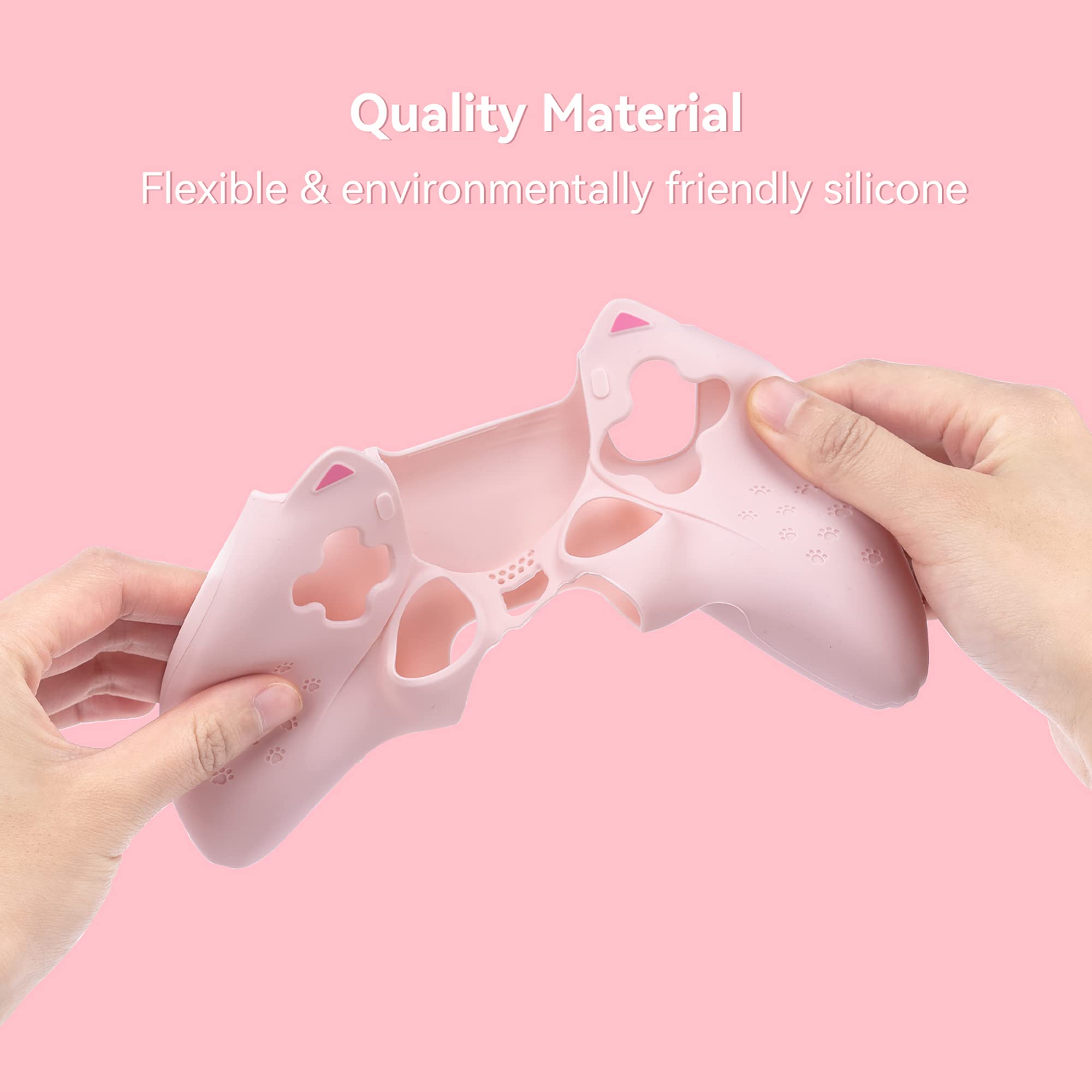 GeekShare Cat Paw PS5 Controller Skin Anti-Slip Silicone Skin Protective Cover Case for PlayStation 5 DualSense Wireless Controller (Pink)