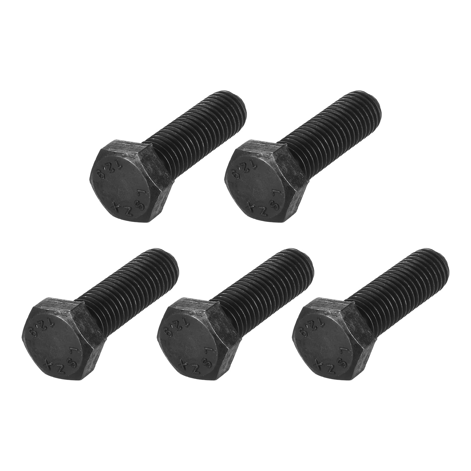 METALLIXITY Hex Bolts (M12-1.75x40mm) 5Pcs, Carbon Steel Fully Threaded Black Oxide, Coarse Thread UNC Hex Head Screw Bolt - for Furniture Repair