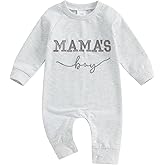 FOCUSNORM Newborn Baby Boy Fall Outfit Mamas Boy Embroidery Jumpsuit Long Sleeve Crewneck Romper Infant Boy Winter Clothes
