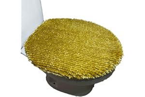 Madeals Chenille Toilet Lid Cover Shag Soft and Absorbent, Comfortable Bathroom Toilet Lid Cover Seat Fits Most Size Toilet Lids for Gold …