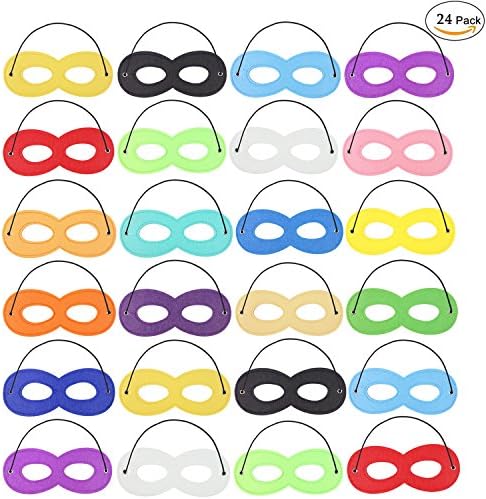 Zapour 24 Pieces Masks Superhero Mask Party Mask Superhero with Elastic Rope for Party , 17 Colors