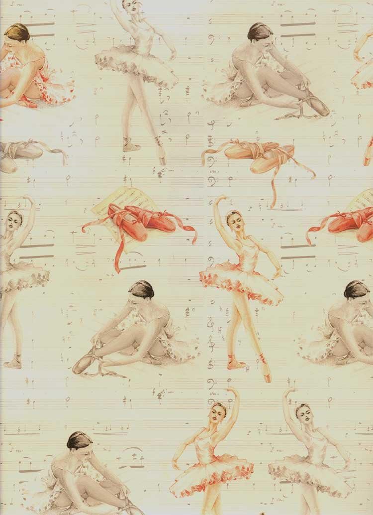 Tassotti Ballerina, Ballet Dancing Decorative Gift Wrap 2 Sheets