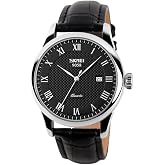 MASTOP Men's Women's Classic Roman Numeral Business Quartz Watch | Casual Fashion Dress Analog Wristwatch with Calendar Date Window Comfortable Leather Band 30M Waterproof