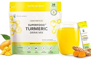 OurJrney Nano Turmeric Curcurmin Powder, Instant Drink Mix Packets w/Natural Mango Flavor, Nano Turmeric Supplement, 35X More Power Equals 250+ Pills, Joint Relief, Immune Boost