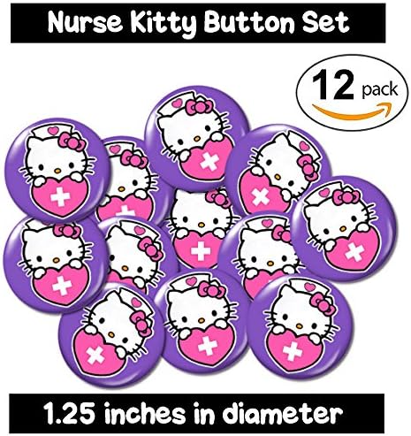 NURSE KITTY BUTTONS (set #3) purple pins badges nursing cat medical rn