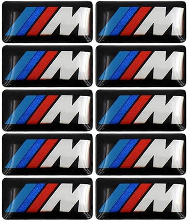 Amazon 10ピースエンブレムバッジステッカーバッジタイヤカラーリアフェンダーサイドエンブレムbmw 3dステッカーネームプレート車のステッカーロゴステッカーすべてのbmw M粘着ステッカーに適合 11x18mm サイン マーク 車 バイク