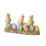 Easter Spring Tabletop Centerpiece Decoration with Lettered Pastel Eggs with Chicks