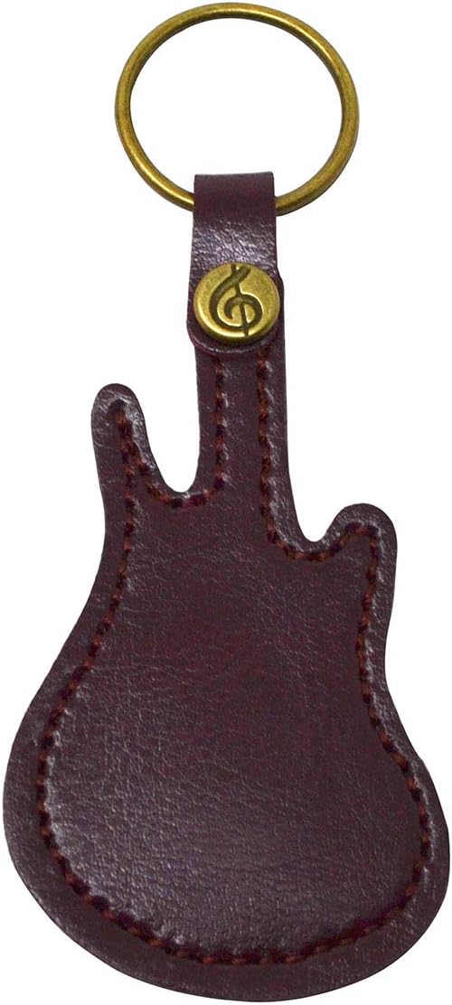Guitar Pick Holder Leather Keyring Keychain Case for Guitar Pick Bag with 5Pcs Plectrums Gift, Red Pick Bag - Image 5
