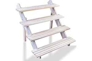 LUBANHAND Vintage White Display Riser, Earring Display Stands, Showcase Cascading Merchandise Organizer Tray Vendor Display Supplies for Tabletop Shows Solid Wood (4tier)