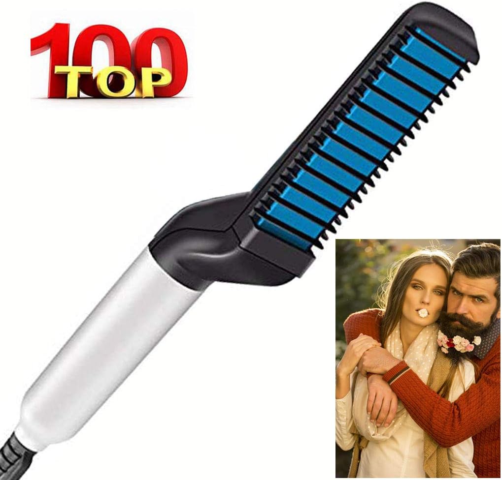 Beard Straightener Brush, Electric Hair Comb For Mens, Hair Straightener Hair Styling Brush For Men, Portable Anti Scald Beard Iron, Gift For Men
