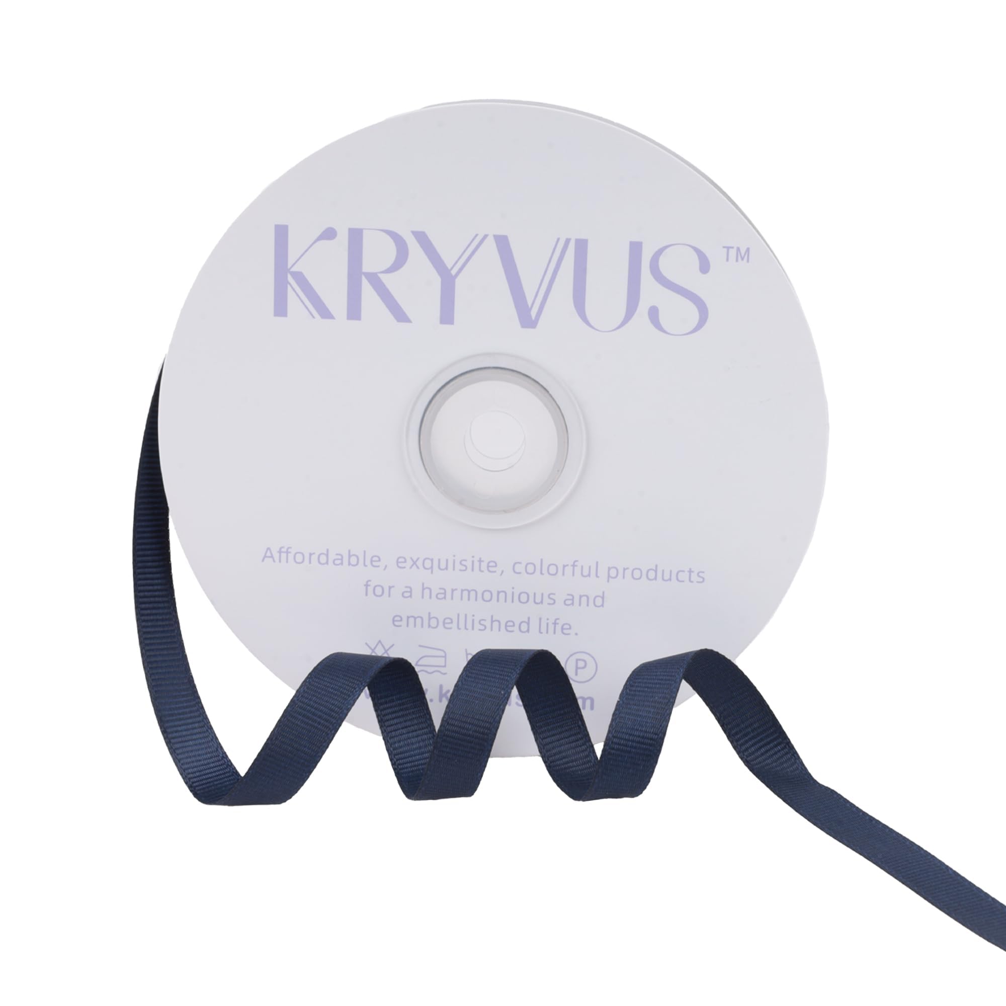 Kryvus Grosgrain Ribbon, Navy Blue Ribbon 10mm x Continuous 45 Metres, Navy Blue Grosgrain Ribbons Perfect for Gift Wrapping, Crafts, Sewing, Wedding Decor, DIY Hair Accessories and More
