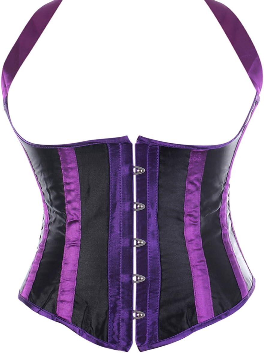 Striped Underbust Corset Halter Cupless Shaper Gothic Punk