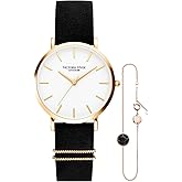 VICTORIA HYDE Women Watches Adjustable Bracelet Set Analog Quartz Detachable Genuine Leather Strap Ladies Wristwatch Gifts for Her Black White