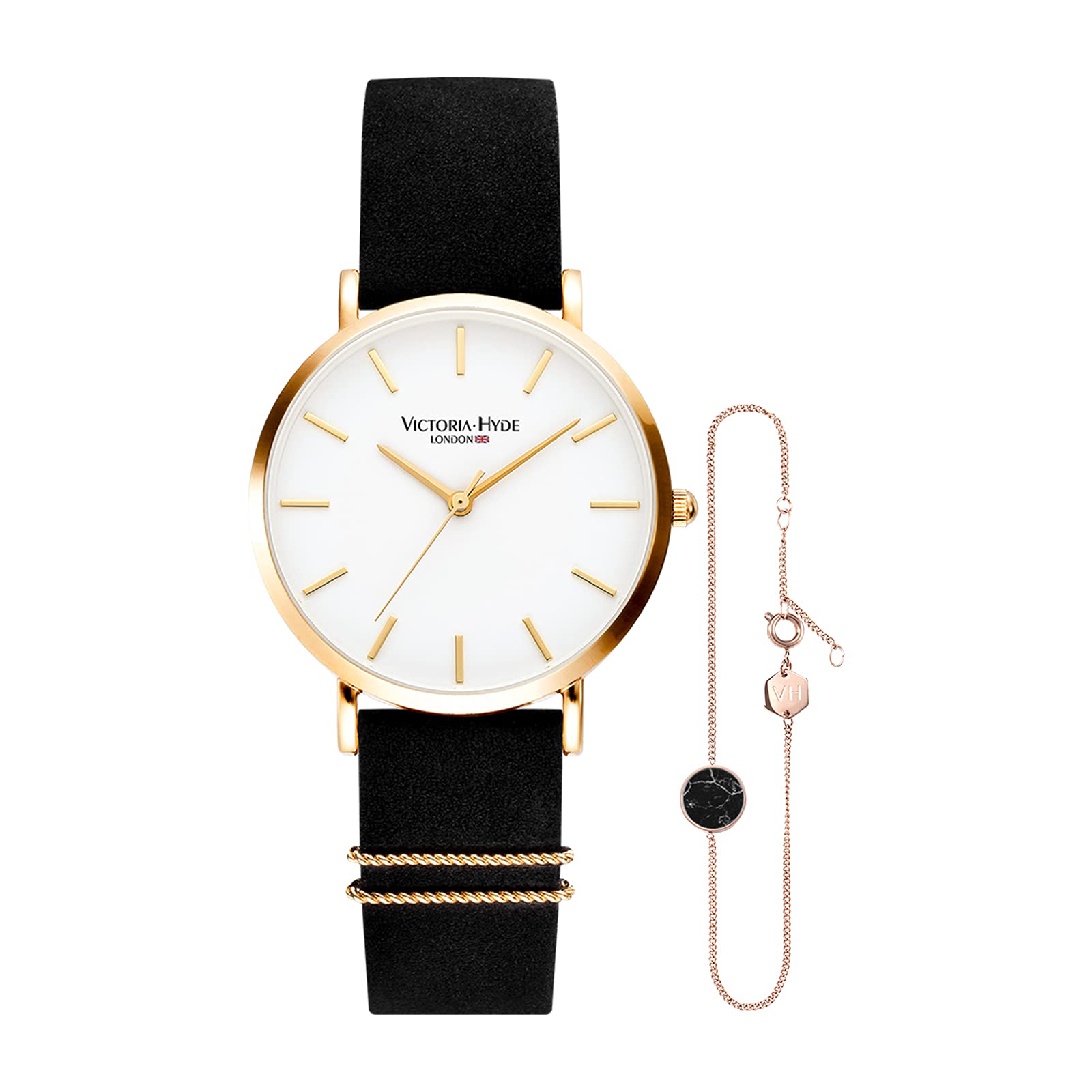 VICTORIA HYDE Fashion Women Watch Bracelet Set Analog Quartz Replaceble Stainless Steel Mesh Band/Leather Strap Mother's Day Gifts