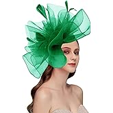 TLMNU Sinamay Fascinator Hat Floral Feather Pillbox Derby Hats for Women Wedding Tea Party with Headband Clip