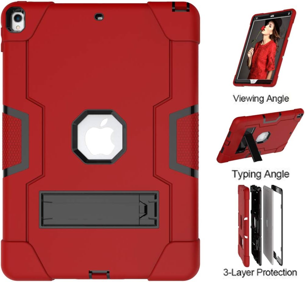 iPad Air (3rd Gen) 10.5" 2019 / iPad Pro 10.5" 2017,UZER Heavy Duty Shockproof Silicone High Impact Resistant Hybrid Three Layer Armor Protective Case Cover with Kickstand for iPad Air (3rd Gen) 10.5"