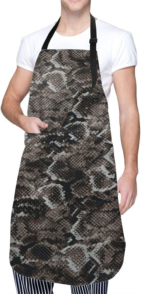 Snakeskin Snake Skin Kitchen Apron with Pocket Adjustable Bib Apron Chef Aprons for Men Women