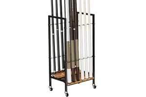 Shinoske Pool Cue Rack with Wheels - Portable Rolling Pool Stick Holder Pool Table Accessories for Billiard Game Room Club,Holds Up 12 Cues,Floor Stand,Black