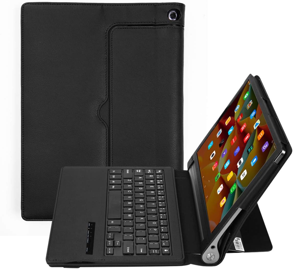 Futypei Lenovo Yoga Tab3 Pro 10.1 X90F Keyboard Case PU Leather Tablet Case Flip Folio Smart Cover USA Wirelesss Keyboard Auto Sleep/Wake up Smart Cover Shockproof Protective Case Black