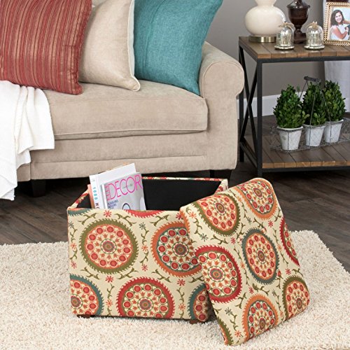 HomePop Square Upholstered Storage Ottoman with Removable Top 17.50" x 17.50" x 17.50" Suzani