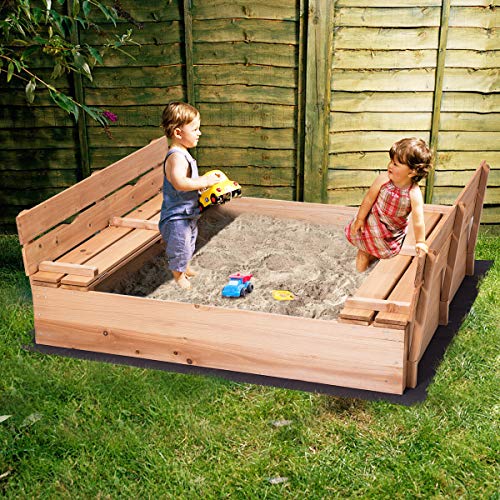 image for Costzon Kids Foldable Cabana Sandbox with 2 Convertible Benches & 1 Pi