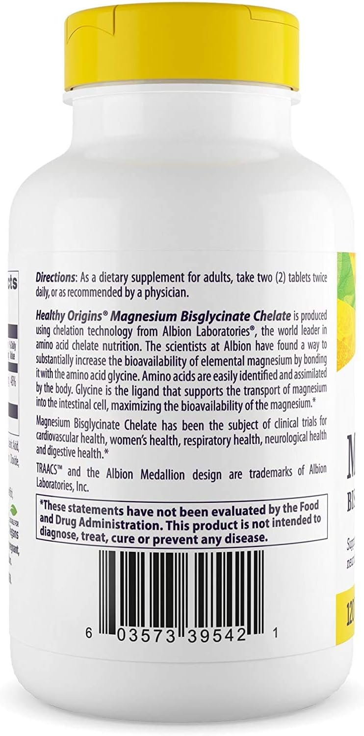 Healthy Origins Magnesium Bisglycinate Chelate, 120 Count: Health & Personal Care