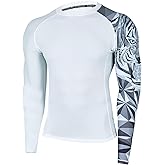 ADOREISM Quick-Dry Men's Long Sleeve Rash Guard UPF 50+ Compression Swim Shirt